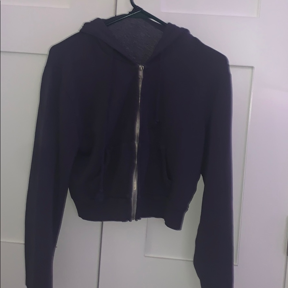 Cropped zip up hoodie (navy blue)